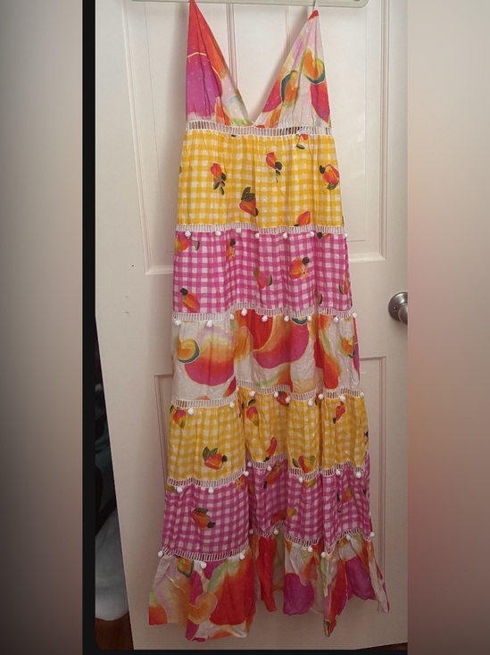 FARM Rio Dresses & Skirts - FARM Rio Pink Yellow Orange Tiered Maxi Dress